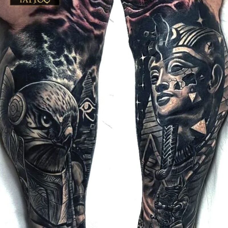 tatuaje egipcio pierna 2