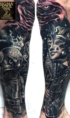 tatuaje egipcio pierna 2