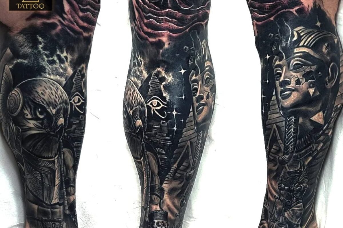 tatuaje egipcio pierna tatuaje egipcio pierna